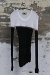 Marc Le Bihan crew neck long sleeve color block top T-shirt 2861 MLB-2861-BLACK/WHITE